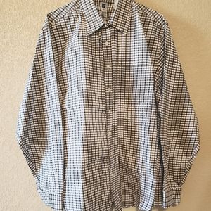Mens Gap XL, long sleeve button down,  black, white, khaki plaid